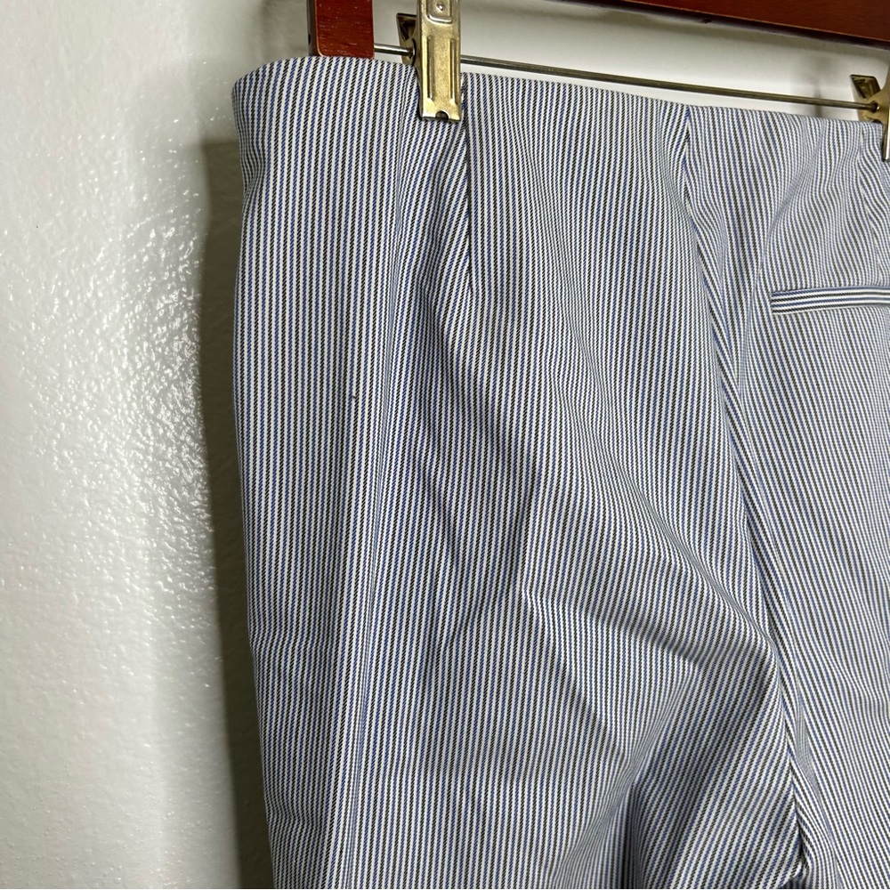 Theory Women's Light Blue Pinstripe Cropped Trousers - Picture 7 of 11